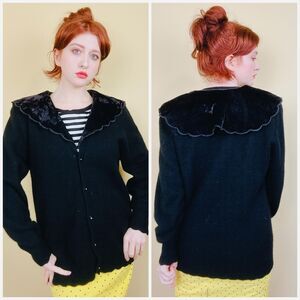 1980s Vintage Carducci Lambswool / Angora Cardigan / 80s Cottage Core XL